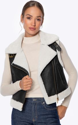 Kamizelka damska ze sztucznym kożuchem czarna