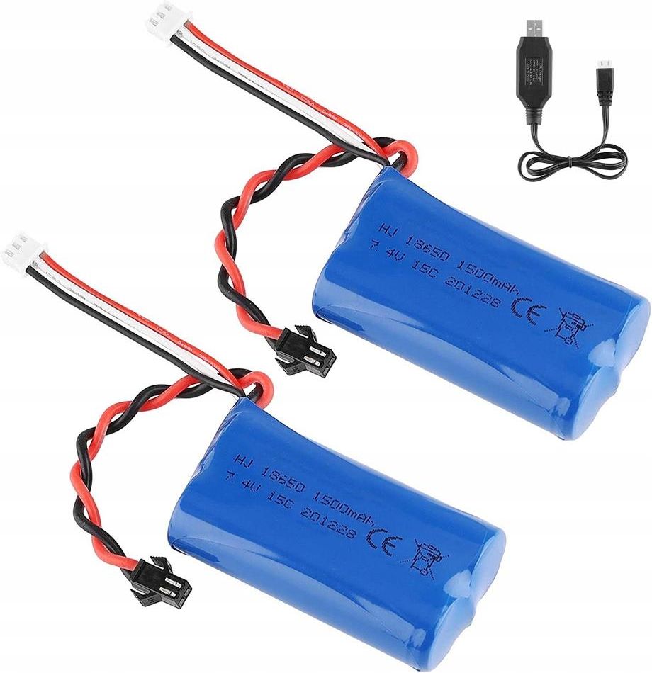 Batterie LiPo 7,4 V 1500 MAh 15C – Rechargeable Pour Voiture RC, Bateau, Drone – Lot De 2 Avec Câble