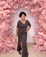 Zdjęcie Sukienka maxi Monia rękaw kolor czekoladowy - Dobczyce