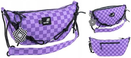 Torba Na Ramie Torebka Crossbody Fioletowa Młodzieżowa W Kratkę Kite