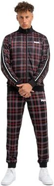 [AC] Lonsdale Męski dres treningowy wąski krój WELWYN, czarny/czerwony/biały, L, czarny/czerwony/biały, L