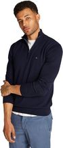 [AC] Tommy Hilfiger Męski sweter Essential Cotton Zip Mock MW0MW37331, sweter z zamkiem do połowy, niebieski, S, Niebieski (pustynne niebo), S