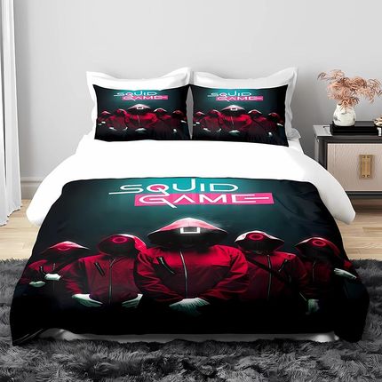 Komplet Pościeli 3D Squid Gamena Kołdrę Poszewka Na Poduszkę Dekoracja Sypialni Chłopcy Dziewczęta Prezenty 