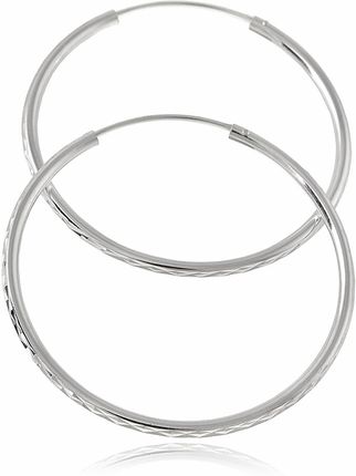 Falana Kolczyki Koła 4,0 cm srebrne 925 kółka duże błyszczące fazowane diamentowane