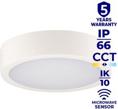 Zdjęcie Kanlux Plafoniera Daber Led Cct Z Czujnikiem Ruchu 12-20W 2630Lm 300Mm Ip66 Biała 39025 - Twardogóra