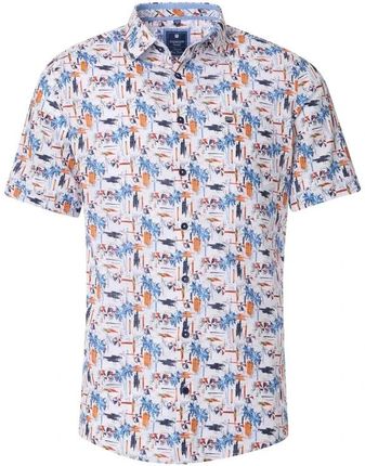 Duża męska koszula wzorzysta krótki rękaw Redmond 251095999-210 biała