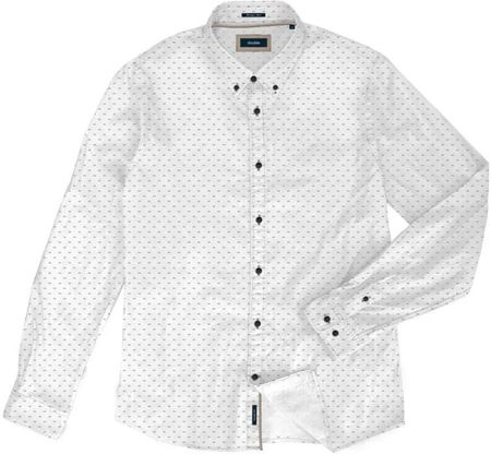 Duża męska koszula długi rękaw wzorzysta Double Urban Outfitters GS-504 biała