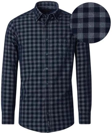 Duża męska koszula w kratę długi rękaw Casa Moda 444364000-100 granatowa