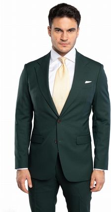 Zielony wełniany garnitur SPOLETO szyty na miarę | kolekcja LUXURY
