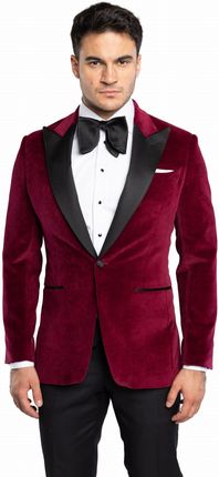 Bordowy aksamitny smoking SIRACUSA z atłasowymi klapami w szpic szyty na miarę | kolekcja LUXURY