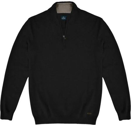 Duży męski sweter gładki zapinany na krótki zamek Double Urban Outfitters KNIT-8020 czarny