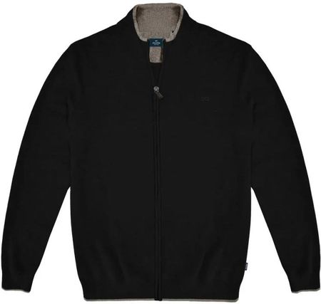 Duży męski sweter gładki zapinany na zamek Double Urban Outfitters KNIT-8021 czarny