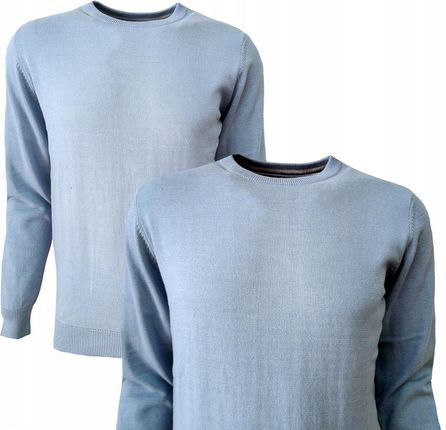 Sweter męski klasyczny BŁĘKITNY prosty casual 3XL