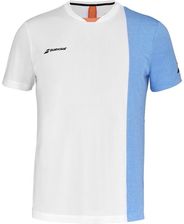 Zdjęcie KOSZULKA BABOLAT PLAY CREW NECK TEE BOY WHITE/BLITHE BLUE - Kłobuck