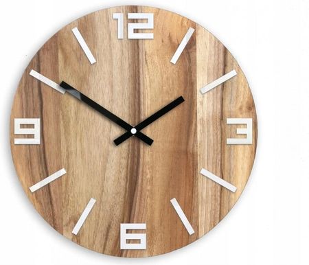 Modernclock Zegar Na Ścianę Nowoczesny Efektowny Okrągły Cichy Do Kuchni Salonu Pokoju (MORZECHWOODROUND)