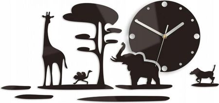 Modernclock Zegar Ścienny Naklejany Czarny Dekoracyjny Na Ścianę Do Salonu Loft Safari (MSAFARIWENGE)