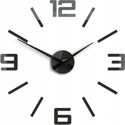 Modernclock Zegar Ścienny Naklejany Duży Nowoczesny Akrylowy Na Ścianę Do Kuchni Salonu (MSILVERXLBLACK)