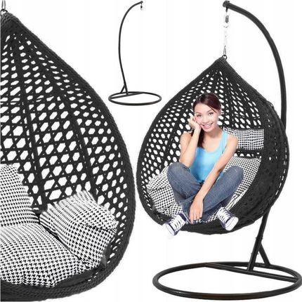 Abarqs Fotel Wiszący Bujany Ogrodowy Kosz Jajo Kokon Premium Pipetka + Poduszki