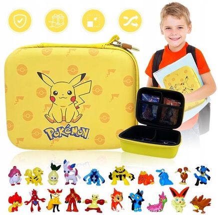Etui Pokemon + 24 Mini Figurki Pudełko Zestaw Z Figurkami Pikachu