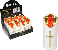 Zdjęcie Cortina Świeca Led Rico 12,5X5cm Biało-Złota Z Czerwonym Płomieniem 1 Szt - Więcbork