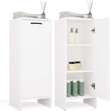 Zdjęcie Szafka Łazienkowa Nina 1D Biała 1 Drzwi Regał Słupek 3 Półki Do Łazienki (MMPSZŁNIN1DBIA) - Głogówek