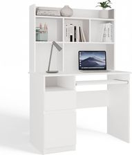 Zdjęcie Biurko Porto Lewe Z Nadstawką Biel Mat Szuflada Półki Do Biura Pokoju (MMPBPORPORL+NDSTBIA) - Lubień Kujawski