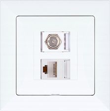 Zdjęcie Gniazdo typu F + gniazdo RJ45 POLA white 33026 - Malbork