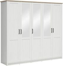 Zdjęcie Black Red White Szafa Pięciodrzwiowa Loksa Z 5 Drzwiami I Lustrem Sosna Andersen Biała Brw - Lidzbark