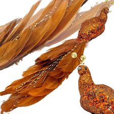 Zdjęcie CHRISTMAS DECORATION Ptaszek 38cm Brązowy - Nowe