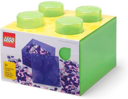 Pojemnik na klocki z pokrywką Lego Brick 4 jasnozielony przezroczysty