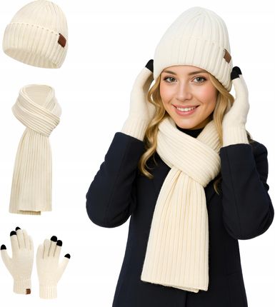 Komplet Zimowy Czapka Szalik Rękawiczki Dotykowe Ciepły Zestaw Na Zimę