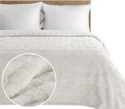 Zdjęcie Koc pled 150x200 Design91 mikrofibra efekt 3D NANCY krem - Tyczyn