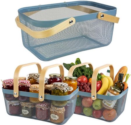 KOSZ NA ZAKUPY NA OWOCE WARZYWA GRZYBY METALOWY POJEMNY DUŻY AŻUROWY ORGANIZER DO SPIŻARNI