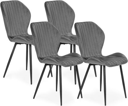 Zestaw 4 krzeseł do salonu jadalni nowoczesne krzesło szary welur ModernHome