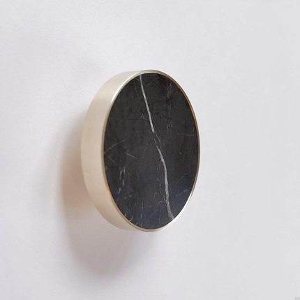 Marbelo Wieszak Ścienny xl Mosiężny Złoty Z Czarnym Marmurem Szczotkowany Nielakierowany (M_08_WxL)