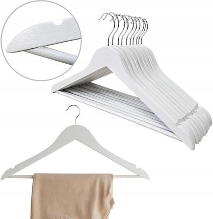 Kontrasto Wieszaki Drewniane Do Szafy Na Ubrania 10szt. Białe (KONT_5901386212375)