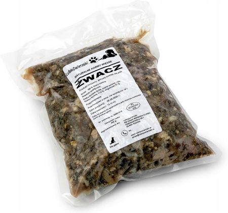 Lubiezwierzaki Mięso Surowe Mrożone Karma Monobiałkowa Dla Psa Żwacze Wołowe Barf 500G