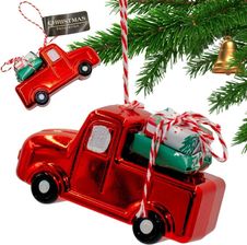 Zdjęcie CHRISTMAS DECORATION Bombka Samochód Czerwony 5cm Szklana - Myszków