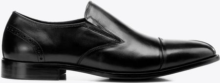 Męskie półbuty ze skóry naturalnej wsuwane czarne