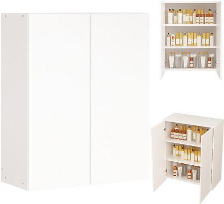 Rebiko Szafka Łazienkowa Wisząca Biała 2-Drzwiowa Nowoczesna Ścienna 3 Półki 80Cm