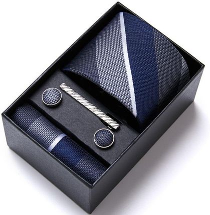 Zestaw Jedwabny Krawat Spinki Poszetka Idealny Zestaw Dla Mężczyzn Z Klasą.