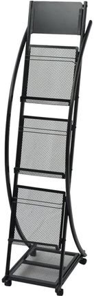 Gravora Stojak Na Gazety Z 4 Półkami I Kółkami Czarny 40x32x131cm Stal I Mdf (G01234942)