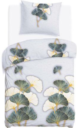 Darymex Pościel Flanelowa 140X200 31510/1 Szara Zielona Liście Miłorzębu Z Jedną Poszewką Flanelove (1276859)