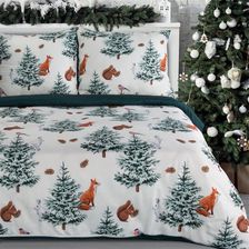 Zdjęcie Eurofirany Pościel Świąteczna 160X200 Roland Biała Zielona Zimowy Las (472797) - Łomianki