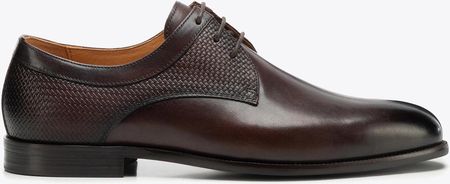 Męskie derby ze skóry naturalnej licowej brązowe