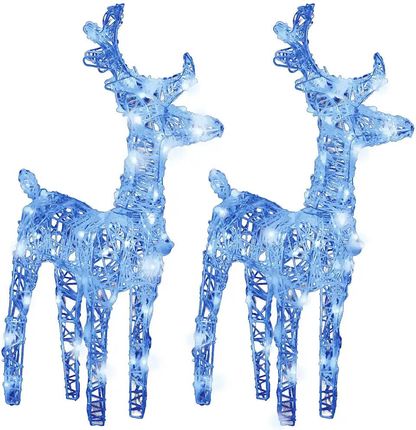 Gravora Świecące Renifery Ogrodowe Z Akrylu Niebieskie LED 18x8,5x55cm (G08161237)