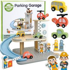 Zdjęcie Woopie Let'S Go Green Drewniany Parking Piętrowy 2W1 Stacja Benzynowa Z Autkami I Figurkami 12 El. Fsc - Mińsk Mazowiecki