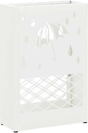 vidaXL Stojak Na Parasole Biały Metal Średni Dekoracyjne Wycięcia (868523)