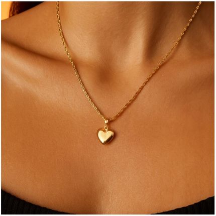 Złoty Naszyjnik Serduszko Klasyczne 50 CM Stal Chirurgiczna Dla Kobiety 18K 