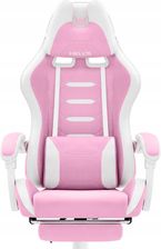 Zdjęcie Hell's Chair HC-1039 2.0 White - Pink z podnóżkiem - Strzyżów